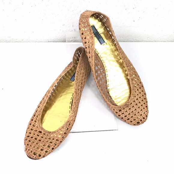 woven tan flats